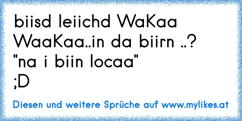 biisd leiichd WaKaa WaaKaa..in da biirn ..?
"na i biin locaa"
;D
