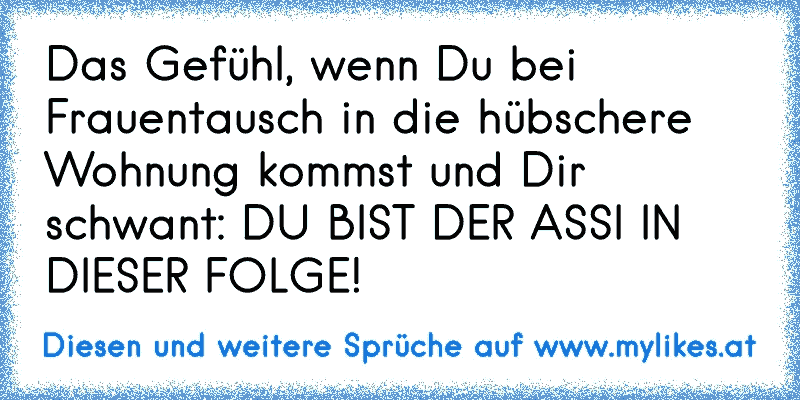 Das Gefühl, wenn Du bei Frauentausch in die hübschere Wohnung kommst und Dir schwant: DU BIST DER ASSI IN DIESER FOLGE!
