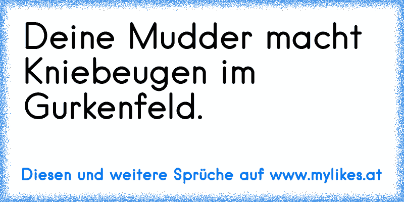 Deine Mudder macht Kniebeugen im Gurkenfeld.
