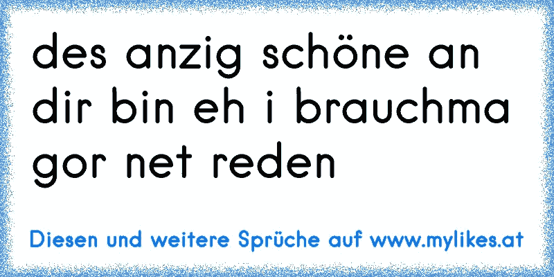 des anzig schöne an dir bin eh i brauchma gor net reden
