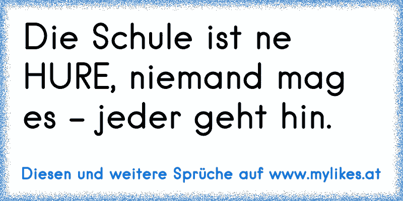 Die Schule ist ne HURE, niemand mag es - jeder geht hin.
