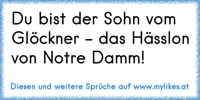 Du bist der Sohn vom Glöckner - das Hässlon von Notre Damm!
