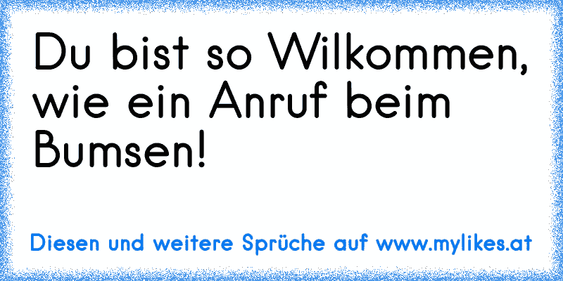 Du bist so Wilkommen, wie ein Anruf beim Bumsen!
