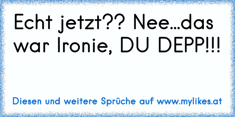 Echt jetzt?? Nee...das war Ironie, DU DEPP!!!
