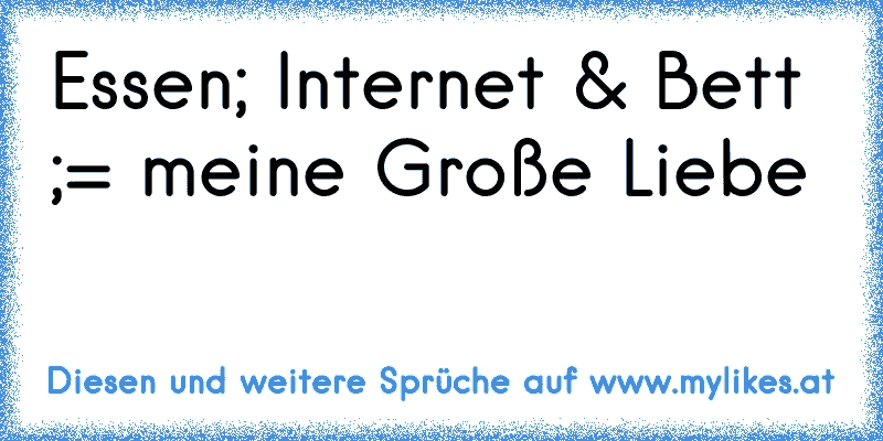 Essen; Internet & Bett ;= meine Große Liebe 