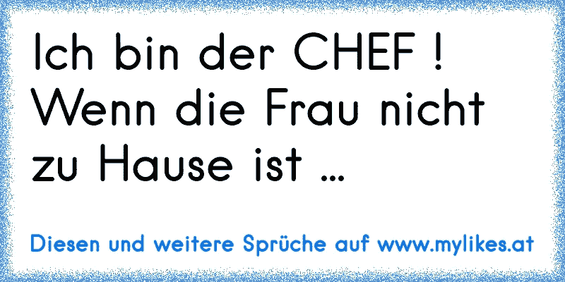 Ich bin der CHEF ! Wenn die Frau nicht zu Hause ist ...
