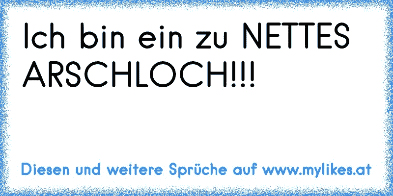 Ich bin ein zu NETTES ARSCHLOCH!!!
