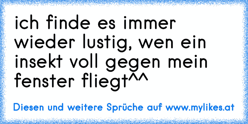 ich finde es immer wieder lustig, wen ein insekt voll gegen mein fenster fliegt^^
