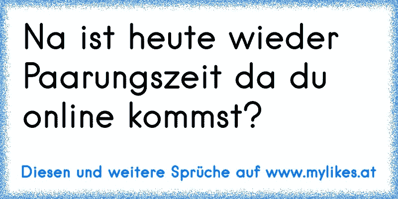 Na ist heute wieder Paarungszeit da du online kommst?
