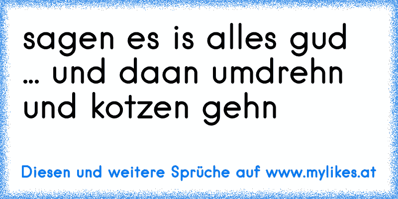 sagen es is alles gud ... und daan umdrehn und kotzen gehn
