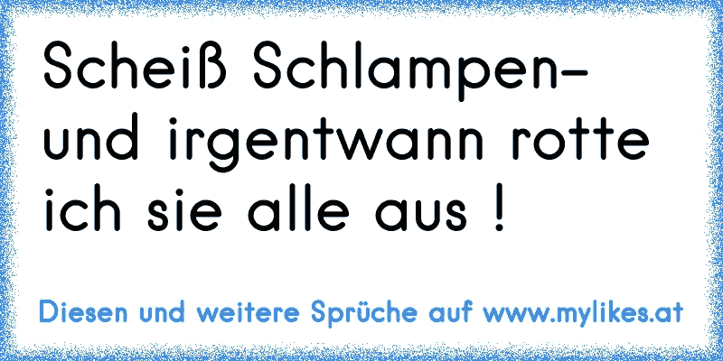 Scheiß Schlampen- und irgentwann rotte ich sie alle aus !
