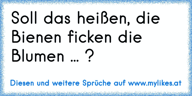 Soll das heißen, die Bienen ficken die Blumen ... ?
