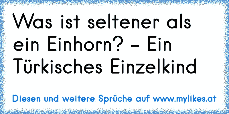 Was ist seltener als ein Einhorn? - Ein Türkisches Einzelkind
