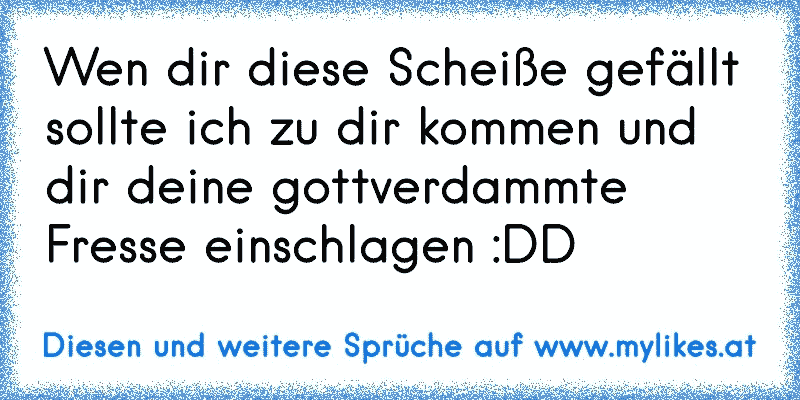 Wen dir diese Scheiße gefällt sollte ich zu dir kommen und dir deine gottverdammte Fresse einschlagen :DD
