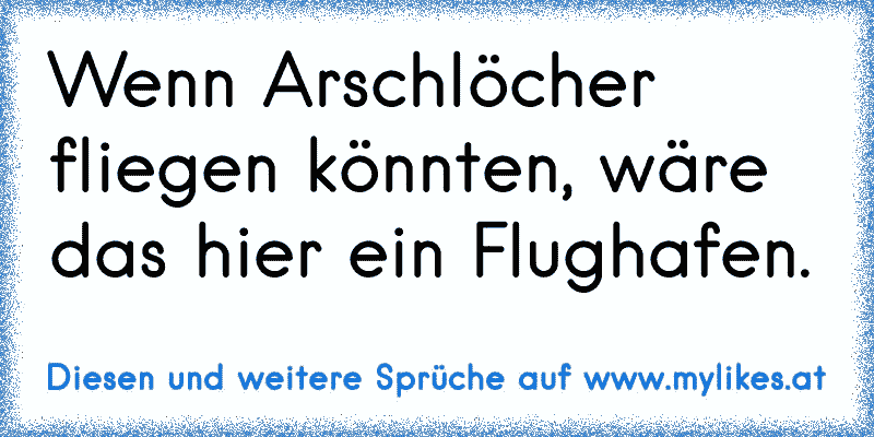 Wenn Arschlöcher fliegen könnten, wäre das hier ein Flughafen.
