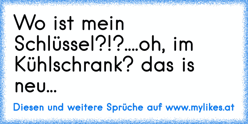 Wo ist mein Schlüssel?!?....oh, im Kühlschrank? das is neu...
