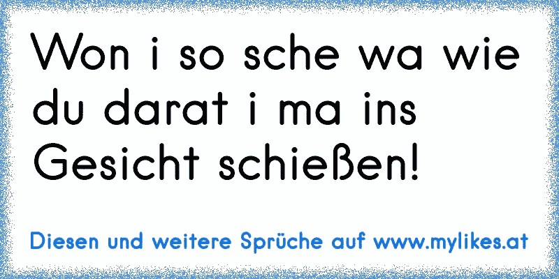 Won i so sche wa wie du darat i ma ins Gesicht schießen!
