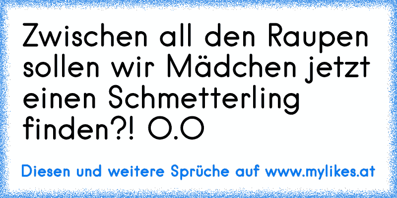 Zwischen all den Raupen sollen wir Mädchen jetzt einen Schmetterling finden?! O.O
